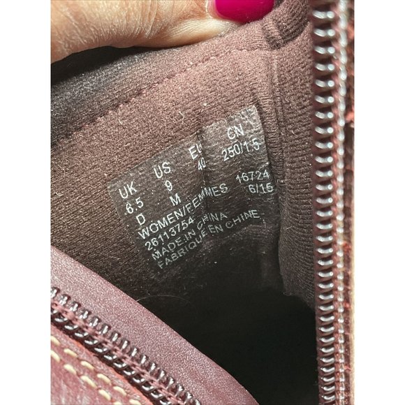 Clarks Cushion Soft Retro Boots Maroon Plaid Accent Zipper US9 - Picture 10 of 10